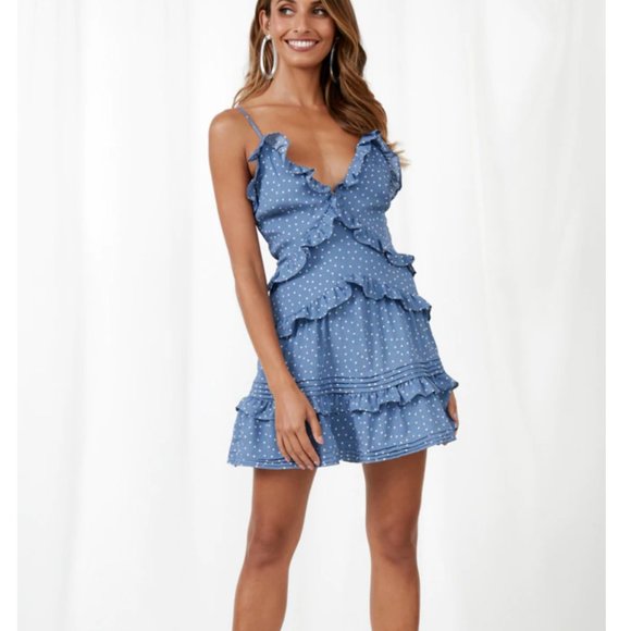 Hello Molly Diamonds and Pearls Polka Dot Blue Dress - Picture 1 of 5